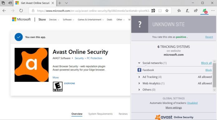 Avast正式发布面向Microsoft Edge的扩展！