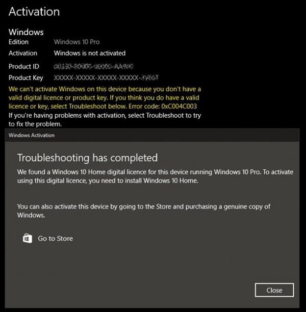 微软工程师：Windows 10专业版无法激活问题已解决