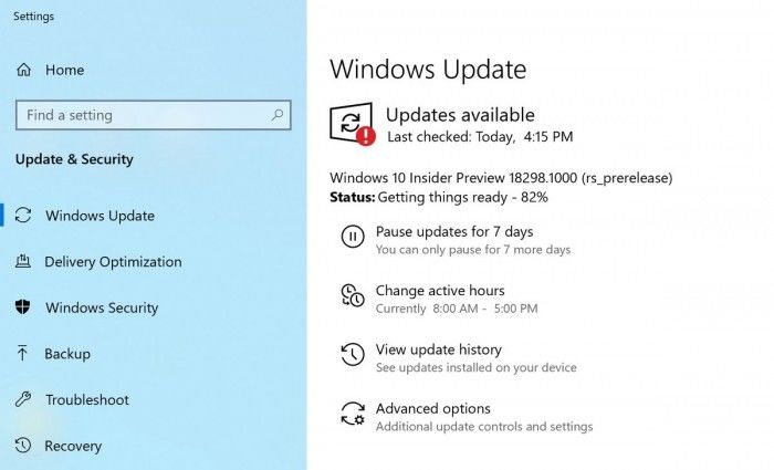 微软发布了Windows 10 Insider预览版Build 18298