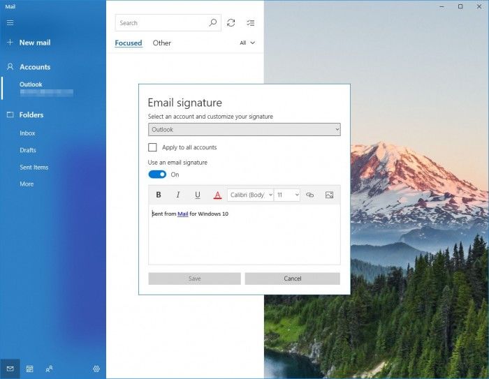 Windows 10邮件应用程序最终支持Rich Text签名